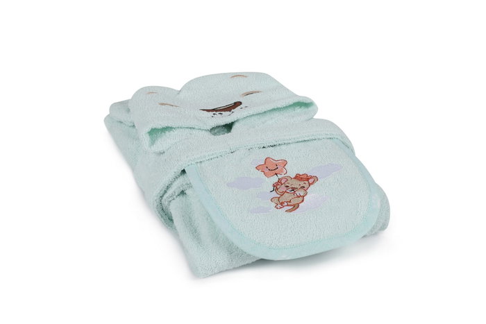 Mijölnir Set Baño Bebé Albornoz y Fular 100% Algodón Color Menta Suave y Absorbente